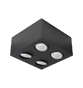 Spot de Sobrepor Sura Face Plana Quadrado PAR20 12,3x25,1x25,1cm Alumínio Preto Fosco.