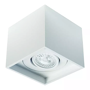 Spot de Sobrepor Sura Ways com 3 Ramais de Saída Quadrado Recuado Dicroica PAR16 9x10,9x10,9cm Alumínio Branco Fosco.