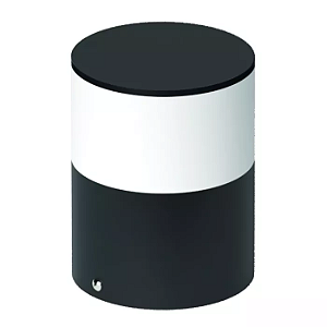 Poste Balizador Tambo Cilíndrico Externo Bulbo 15xØ11,7cm Alumínio Preto Fosco.