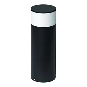 Poste Balizador Tambo Cilíndrico Externo Bulbo 35xØ11,7cm Alumínio Preto Fosco.