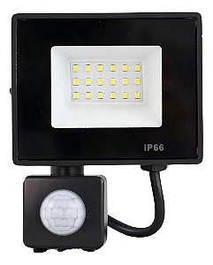 Refletor Com Sensor De Presença Led 30w Fotocélula Bivolt 6500k Preto.