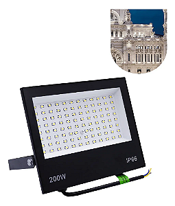 Refletor Holofote LED 200W preto SMD 6500K branco frio IP66 bivolt.