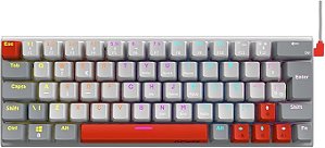 Teclado Mecanico 60% Pcyes Kuromori, White Ghost, Switch Blue, Led Rainbow - PTKMWG60BL