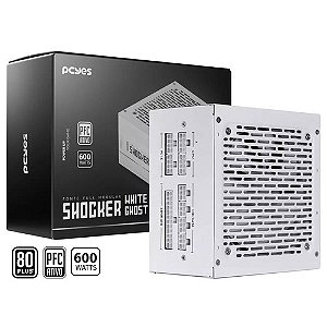 Fonte Gamer 600W Pcyes Shocker, White Ghost, Full Modular, 80 plus White - FM600WWG