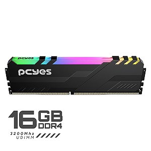 Memória Ram 16GB Pcyes DDR4 UDIMM, Black Vulcan, 3.200 Mhz, RGB - PM163200D4BR