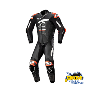 Macacão Para Motociclista Alpinestars Gp Plus V4 1Pc Preto/Branco