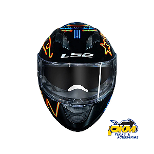 Capacete Para Motociclista Ls2 Ff320 Stream Neon Azul/Laranja Flúor