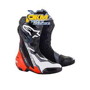 Bota Supertech R Preta/Vermelho Flúor/Branco/ Cinza