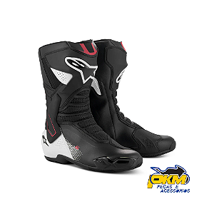 Bota Para Motociclista Alpinestars Smx 6 V3 Preto/Branco/Vermelho/Graphic