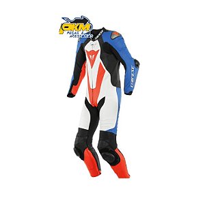 Macacão Para Motociclista Dainese Pro Laguna Seca 5 1 Peça Azul/Branco/Vermelho