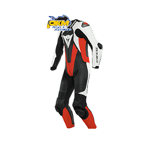 Macacão Para Motociclista Dainese Pro Laguna Seca 5 1 Peça Preto/Branco/Vermelho