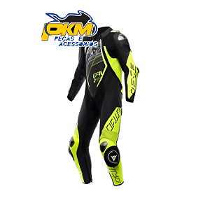 Macacão Para Motociclista Dainese Audax D-Zip Mens 1 Peça Amarelo/Fluor