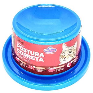 Comedouro Gato Postura Correta Azul