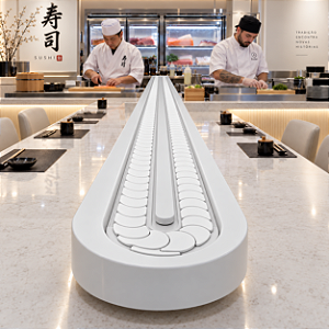 Esteira transportadora de sushi para restaurantes – Estrutura aço carbono – 4 metros