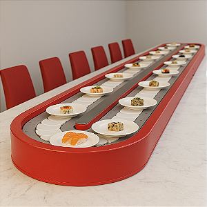 Esteira Sushi Kaiten 6 m para Restaurantes – Aço Carbono Oval