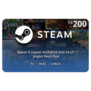 Gift Card Steam 200 Reais