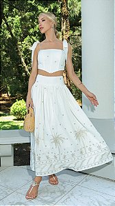 Conjunto de 2 Peças em Viscolinho Golden Off White