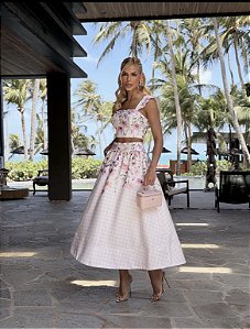 Conjunto Midi de Crepe Floral Bella di Positano