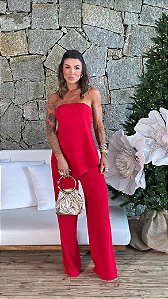 Conjunto vermelho calça e tomara que caia