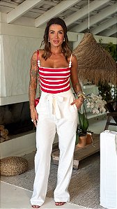 Calça off white em linho