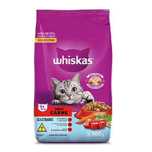 RaÇÃo Whiskas Para Gatos Adultos Castrados Sabor Carne 900g