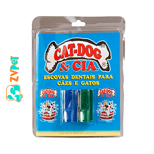 Kit Dental Catdog para Cães e Gatos com 2 Dedeiras - Cores Sortidas