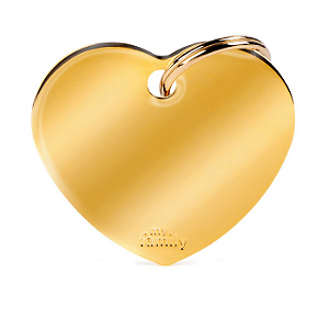 Placa Id Coracao Grande Dourado