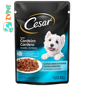 RaÇÃo Úmida Cesar SachÊ Cortes Selecionados Cordeiro Assado Ao Molho Para CÃes Adultos 85 G