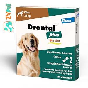 Drontal Para Caes De 35kg 2 Comprimidos Sabor Carne