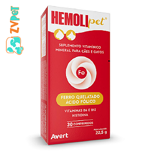 Suplemento Avert Hemolipet Para Caes E Gatos 30 Comprimidos