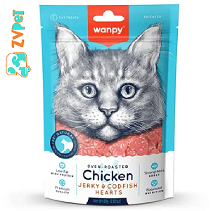 Petisco Mini Coracoes De Frango E Peixe Para Gatos 80g - Wanpy