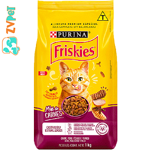 Racao Friskies Mix De Carne Para Gatos Adultos Castrados 1kg