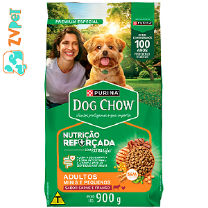 Racao Dog Chow Nutricao Reforcada Para Caes Adultos De Porte Mini E Pequeno Sabor Carne E Frango 900g