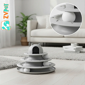 Brinquedo Interativo P/ Gatos Torre De Bolinhas Cor Cinza