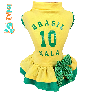 Vestido Tam P Personalizado Brasil Amarelo - Simba Lovers