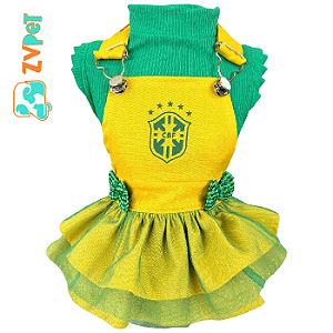 Jardineira Brasil Amarela Fem Pp - Simba Lovers
