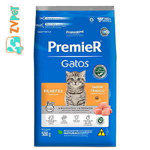 Racao Premier Ambientes Internos Para Gatos Filhotes Sabor Frango 0,5kg