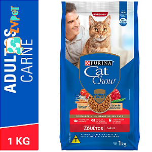 Racao Cat Chow Para Gatos Adultos Sabor Carne 1kg