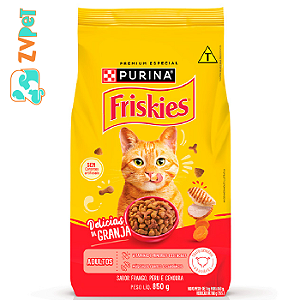 Racao Friskies Delicias Da Granja Para Gatos Adultos Sabor Frango, Peru E Cenou 850g