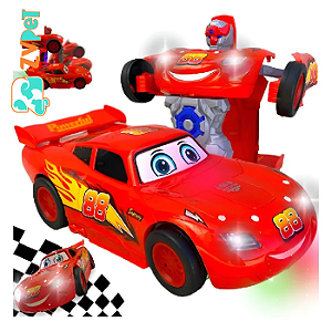 Carrinho Relampago Mcqueen Vira Robo Transformers Com Luz E Som Brinquedo Para CrianÇas Infantil