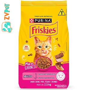 Racao Friskies Mix De Carne Para Gatos Adultos Sabor Carne, Peru, FÍgado E Frango 850g