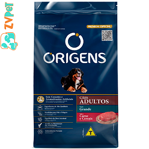 Racao Origens Para Caes Adultos De Porte Grande Sabor Carne E Cereais 3kg