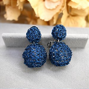 Brinco Esfera duo azul marinho