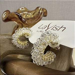 Brinco argola gold cristal