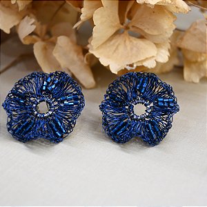 Brinco Mini Flor Jabô azul