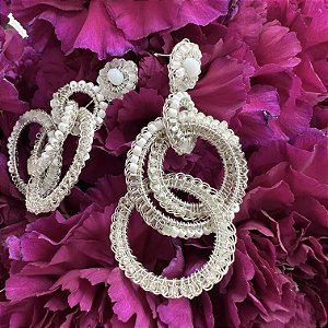 Brinco Grace Branco e Prata