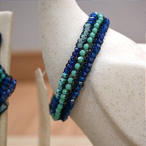 Bracelete Crochê Azuis