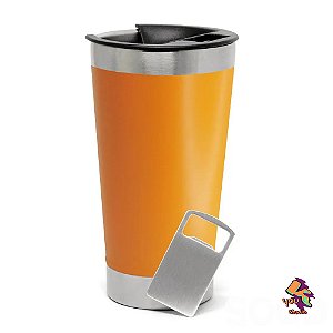 Copo Térmico de Aço Inox Fosco com Tampa e Abridor – 473ml