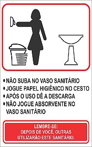 Placa WC Feminino com instruções