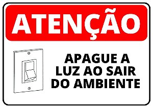 Placa de Aviso Apague a Luz ao Sair